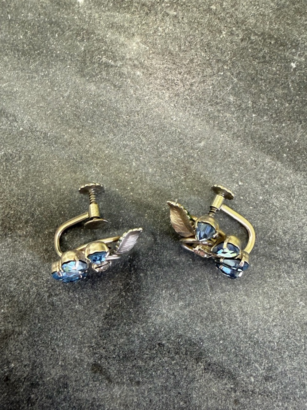 Vintage Bright Blue Teardrop Crystal Silver Earrings - Picture 9 of 11